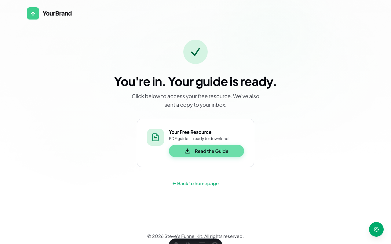 Success Page template preview